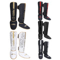 Melenlt PU Leather Shin Guards Kickboxing Muay Thai Leg Protection with Ankle Support and Warmers