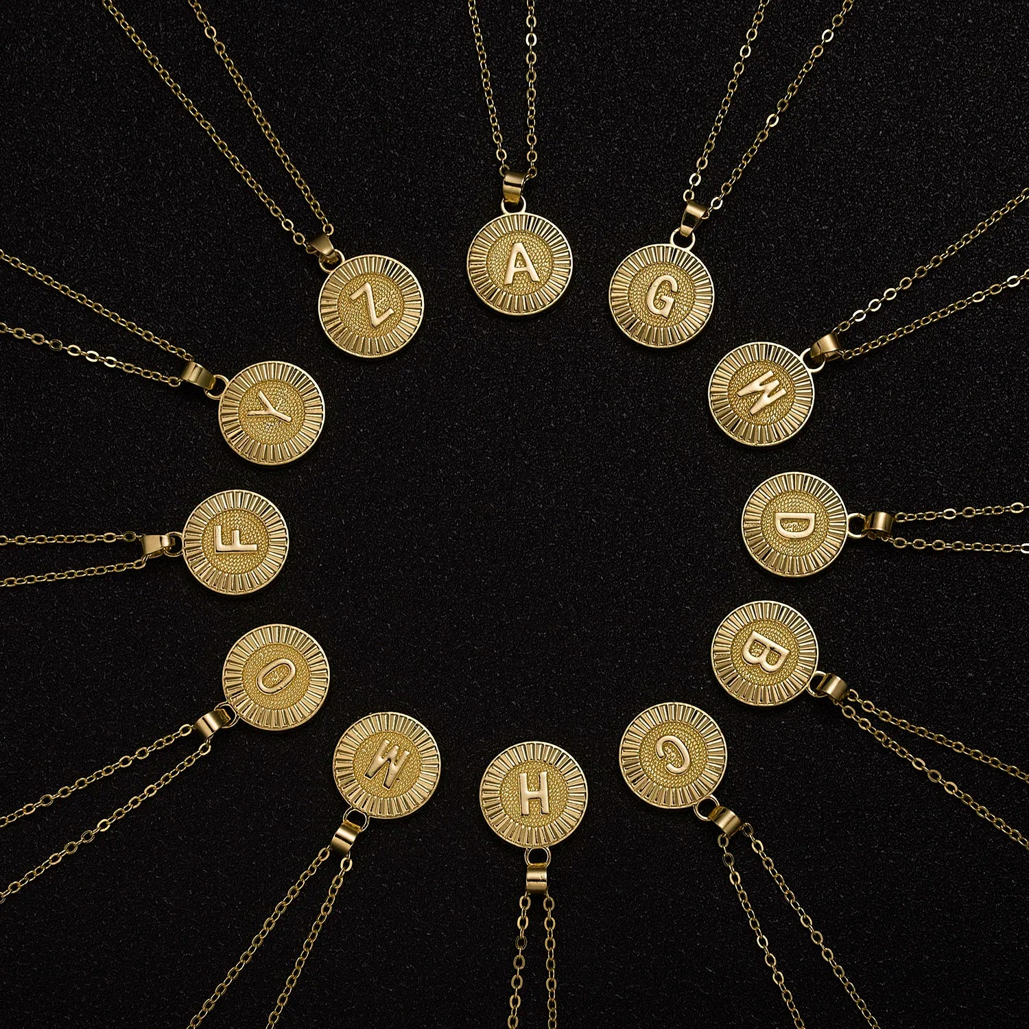 Fashion Gold Plated A-Z Alphabet Jewelry for Women Link Chain Initial Letter Charm Necklace