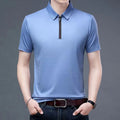 Men's Lightweight Zipper for Shirt Summer Short Sleeve Business Casual Worsted Fabric Comfortable Breathable MegaBDM
