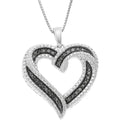 Huitan Factory OEM Dainty Heart Irregular Design White/Black Zircon Necklace Women Wedding Engagement Silver Plated CZ Necklaces