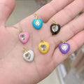 CZ8528 2022 New Dainty Rainbow Jewelry Supplies Enamel Rainbow CZ Pave Heart Charms Pendants for Love Jewelry Making