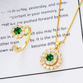 Dubai Gold Ring Necklace Two Piece Female Zircon Super Flashgold Plated Jewelry