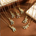 Copper studded Zircon Cute Bear Pendant Necklace for Women Cartoon Animal Pendant Full of Diamond Zircon Inlaid for Children