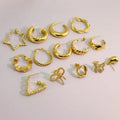EM1393 Fashion Dianty 18k Gold Plated Geometric Triangle Star Croissant Hoop Statement Earring