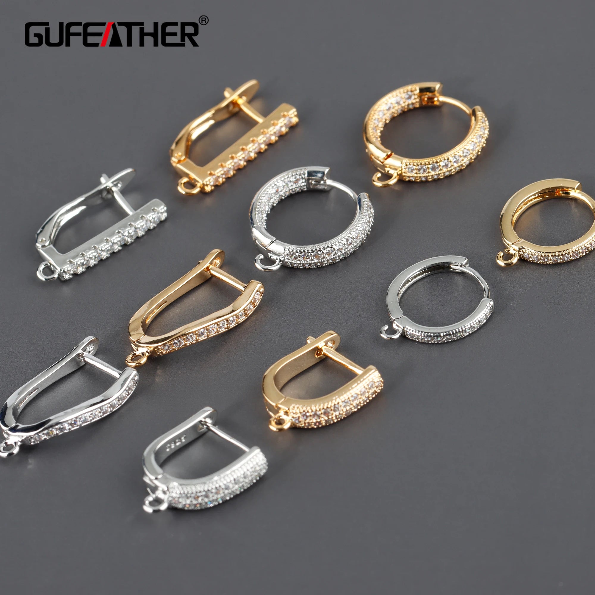 M806  10pcs/lot Wholesale Metal Zircon Diy Earrings Clasp Hooks for Women Jewelry Making Accessories