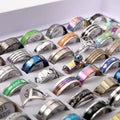 100pcs/box Mixed Unisex Women and Men's Finger Set Wedding Engagement Jewelry Bulk Lot Stainless Steel Rings
