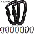 5KN Custom Logo D-Shape Aviation Aluminum 6061 Oxidation Finish Carabiner with Screw Hook Locking Clip for Outdoor Hammock