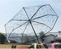 Fancy Transparent Umbrella 3 Folding Custom Printing Pocket clear Transparent Umbrella