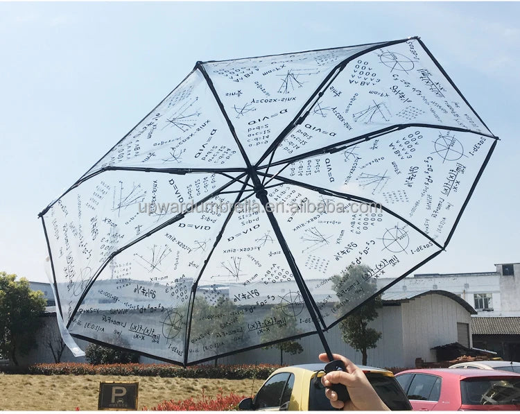 Fancy Transparent Umbrella 3 Folding Custom Printing Pocket clear Transparent Umbrella