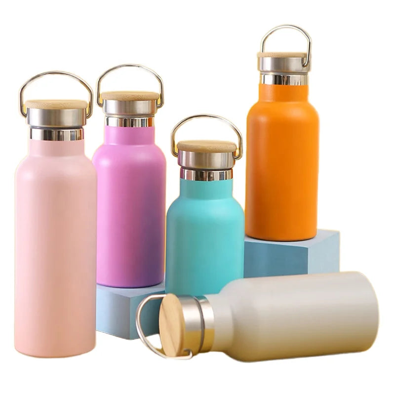 Outdoor Sports 304 Stainless Steel Vacuum Insulated Water Bottle with Lid 500ml Capacity Direct Drinking for Camping
