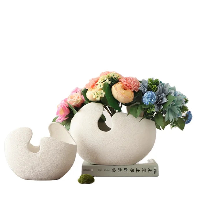 White Ceramic Indoor Nursery Flower Planter Pot Glazed Finish for Home Decor Desk Vase Decoration Succulents Plants for Garden
