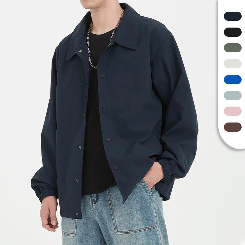 Custom Logo Wholesale Blank Coaches Jacket Leisure Outer Clothing Spring Windbreaker Lapel Collar Man's Jackets