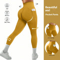 Women's Peach Hip Seamless High Waist Yoga Pants Plus Size Elastic Waist Sports Fitness Leggings Bilateral Pocket Solid
