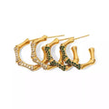 High Quality C-shape Bamboo Knuckle Zircon Statement Earrings Stainless Steel Gold-plated Tarnish Free Jewelry