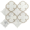 Natural White Marble Flower Mosaic Tiles Gold Metal Brass Inlay Polished Surface Custom Modern Design 10mm Thick Interior Wall