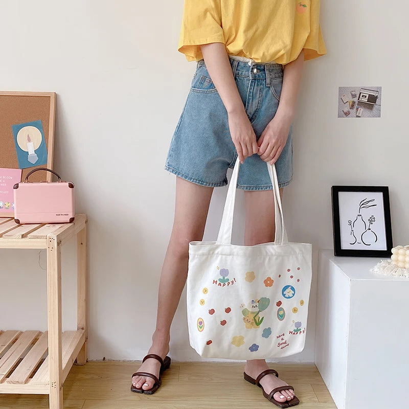 High Density Eco-Friendly Canvas Travel Bag for Women with Custom Logo Cotton Shoulder Handle Promotional Use