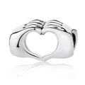 Authentic 925 Sterling Silver Hand to Hand Hearts Charm Beads Fit Original Bracelet DIY Jewelry for Women SCC125