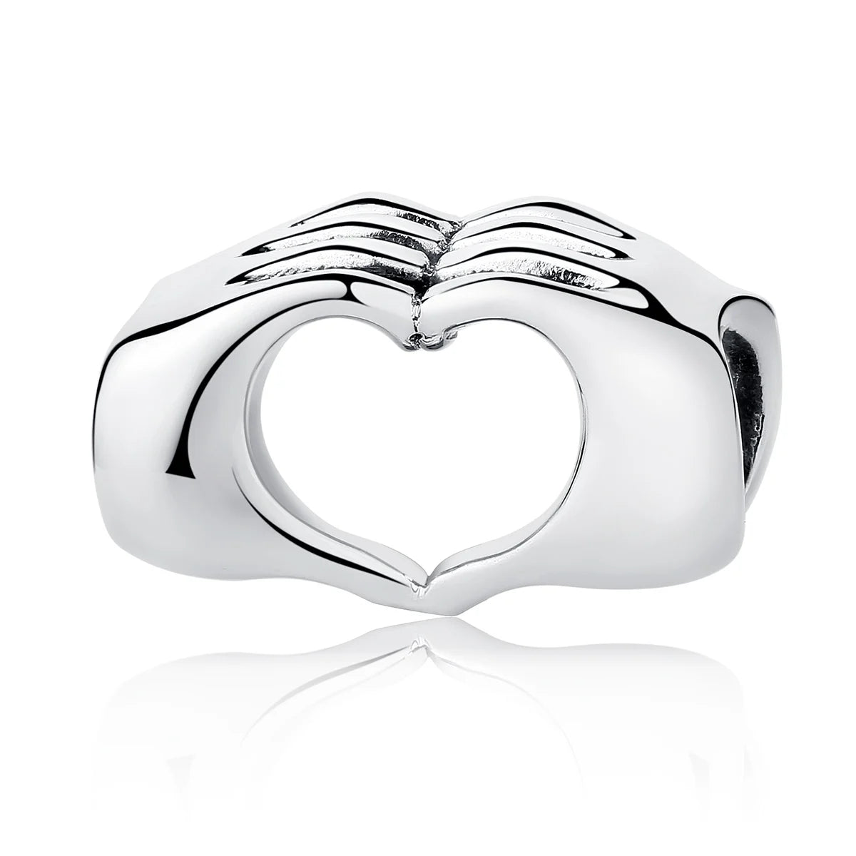 Authentic 925 Sterling Silver Hand to Hand Hearts Charm Beads Fit Original Bracelet DIY Jewelry for Women SCC125