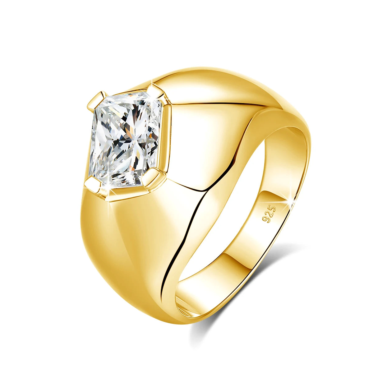 Luxury Engagement Jewelry Designer Streamlined Style 2ct Emerald Joyeria Moissanite Diamond VVS1 Men Ring Silver 925 Anelli