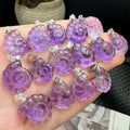 Handmade 925 Sterling Silver Crystal Healing Stone Natural Amethyst Conch Pendant for Relieving Negative Emotions