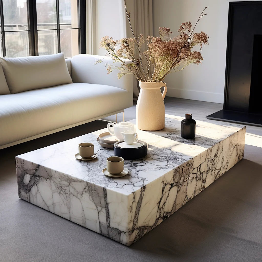 Customized Size Focus on Natural Stone Furniture Luxury Calacatta Viola Marble Coffee Table