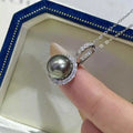 S925 Sterling Silver Platinum Plated Universal Buckle Paired 10mm AAAA Freshwater Tahiti Black Pearl 40cm Length Pendant