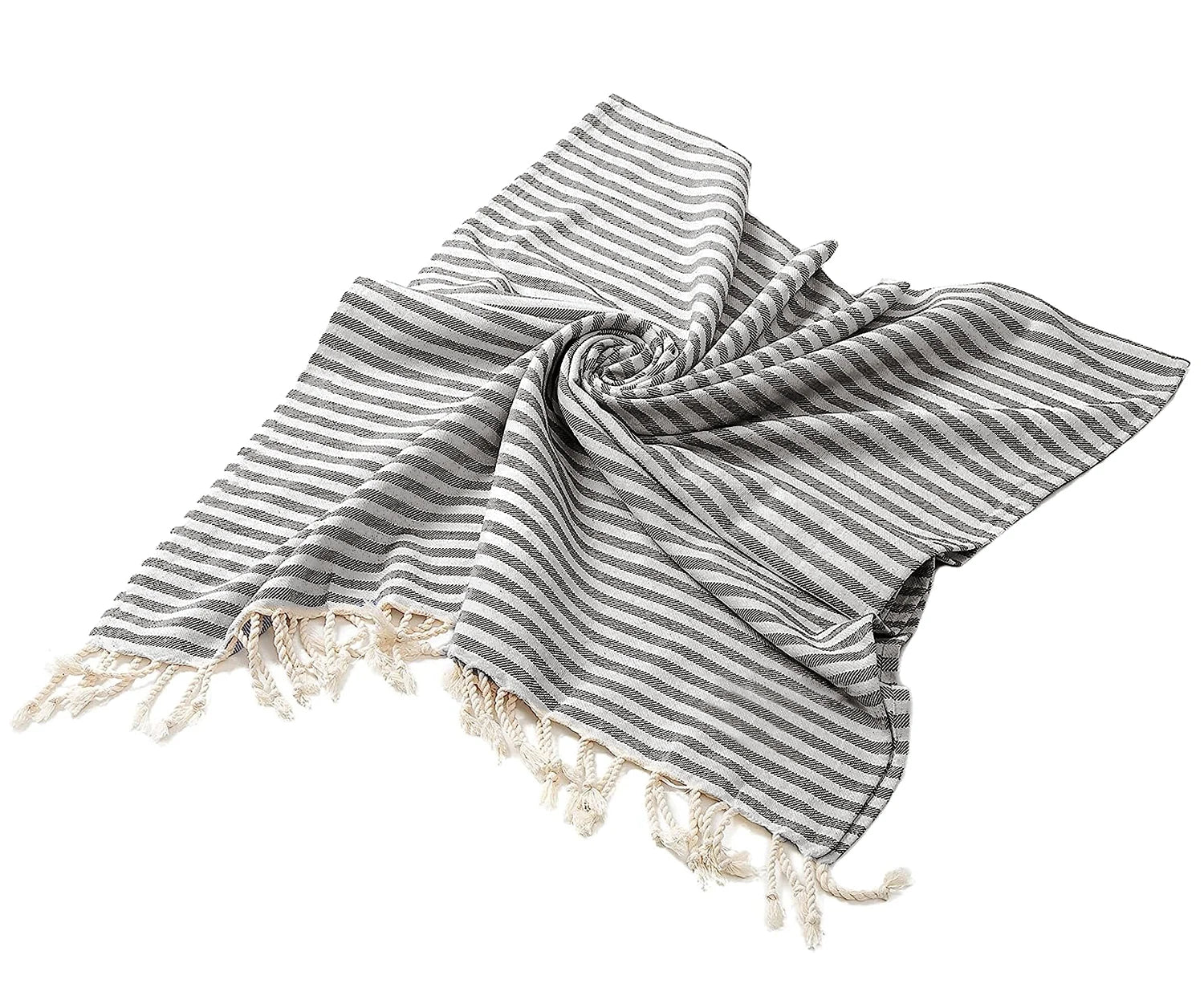 Sand Free Striped Turkish Beach Towel with Tassel Quick-Dry Cotton Summer Use Wholesale