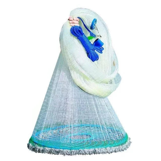 Our Cast Net Adopts an Upgraded Galvanized Sinker Opens Fully and Sinks Fast White and Blue Fishing Net