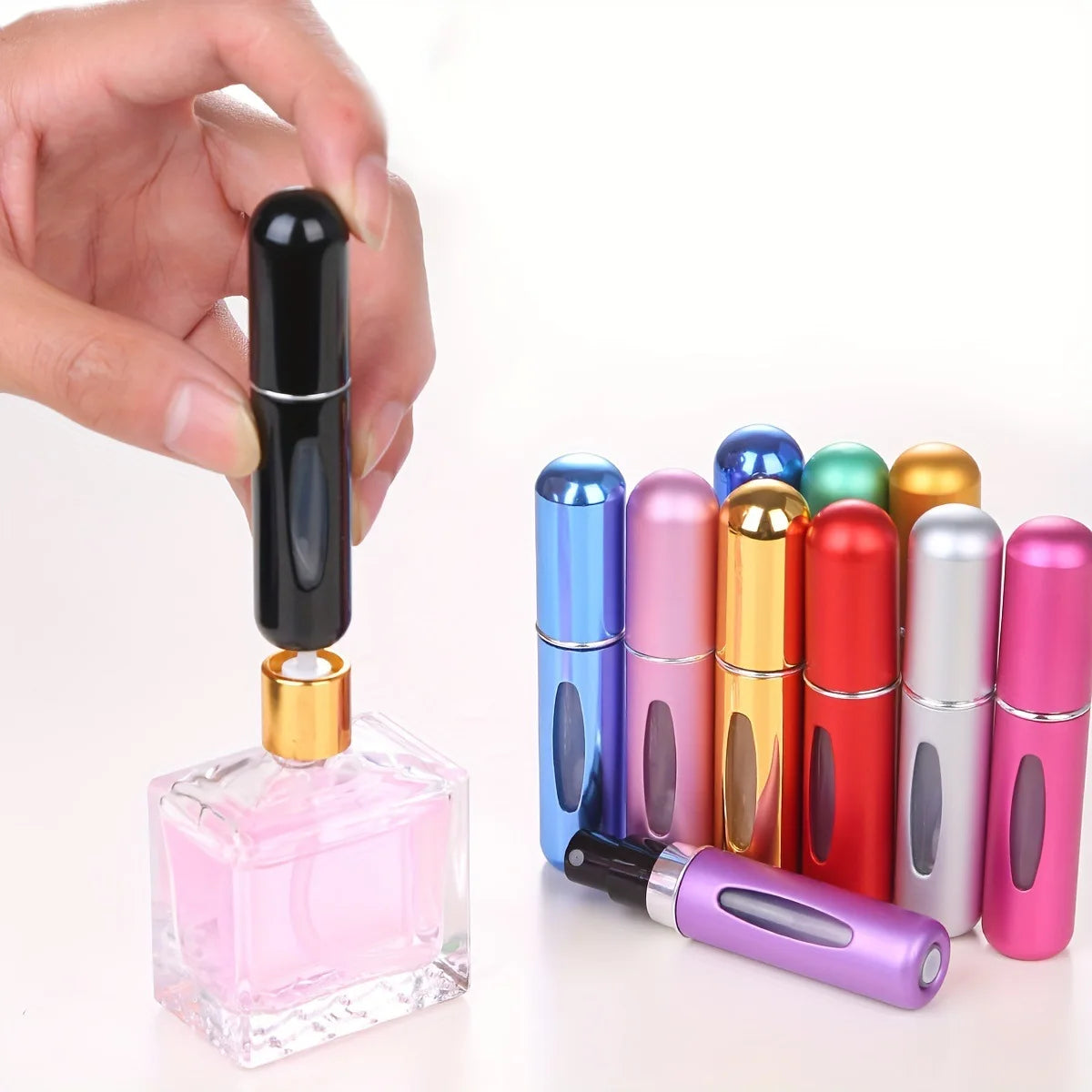 Mini Separate 5ml Travel Pump Sprayer Perfume Atomizer Bottles Aluminum Empty Refillable Cosmetic Containers Screen Printed