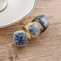 Wholesale Men's Stainless Steel Blue Dot White Dot Gem Gold Ring Accessories Jewelry for Male