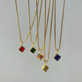 Dazan New 18k Gold Plated Tarnish Free Stainless Steel Minimalist Cute INS Elegant Noble Green Zircon Pendant Box Necklace