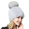 MWFur Winter Mink Fur Hat Raccoon Fur Pompom Russian Woman Knitted Mink Cap Raccoon Ball on Top Fur Cap