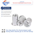 M8 M10 M12 Steel Rivet Nut with Flat and Small Head Black Oxide Ribbed Body Twist-Resistant Galvanized & Zinc Plated