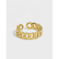 Minimalist Versatile Twist Chain Ring S925 Sterling Silver Open Chain Ring for Women 18K Gold Plated Chain Ring