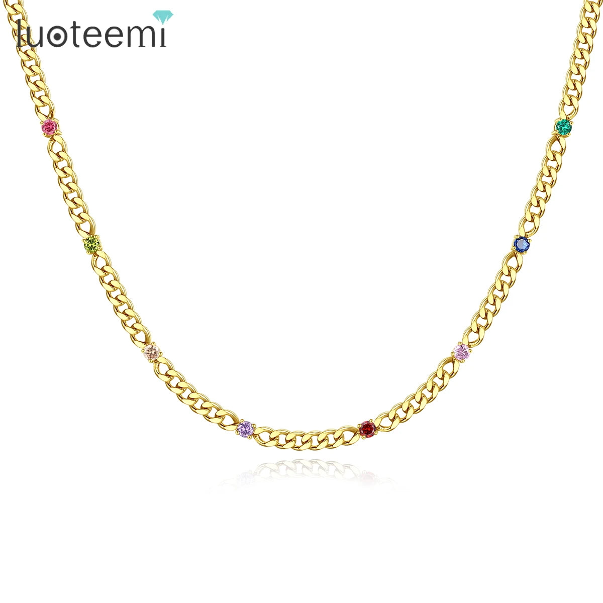 SP-LAM Colorful Chunky Woman Jewelry Chain Jewelry Gold Plated Trendy Jewellery for Lady Tennis Necklace
