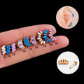 ASTM F136 Titanium Classic Piercing Jewelry Flat Back Internally Threaded Cubic Zirconia Cartilage Earring Lip Ring Party Gift