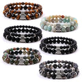 Best Sell Wholesale Lucky Charm Beads Bracelets Natural Crystal Stone Stainless Steel Charms Beaded Bracelet Unisex