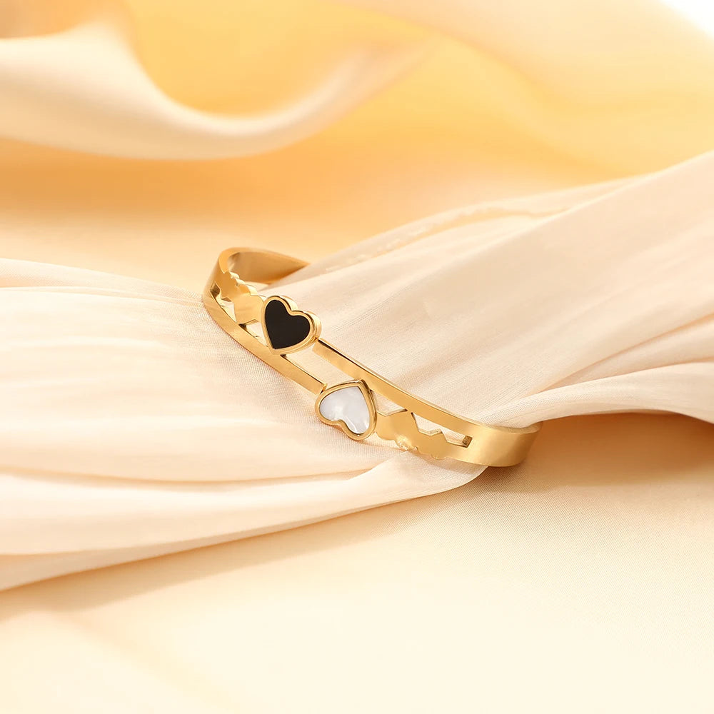Luxury Fashion Jewelry Customize  Gold Plated Stainless Steel Bracelets Women Zircon Bracelets Bangles