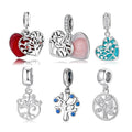 Real 925 Sterling Silver Tree of Life Made with love Heart Charms for Jewelry Making Enamel Charms Bracelet Pendants Wholesale