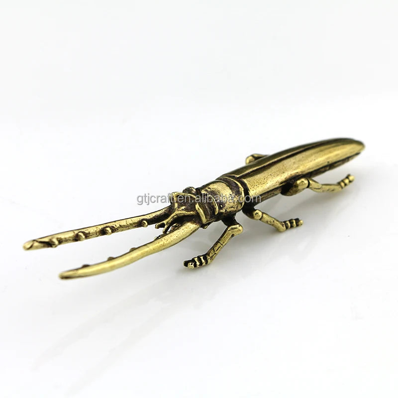 Wholesale Metal Crafts Vintage Brass Casting Insect Statues Beetle Ornaments Desktop Decorations