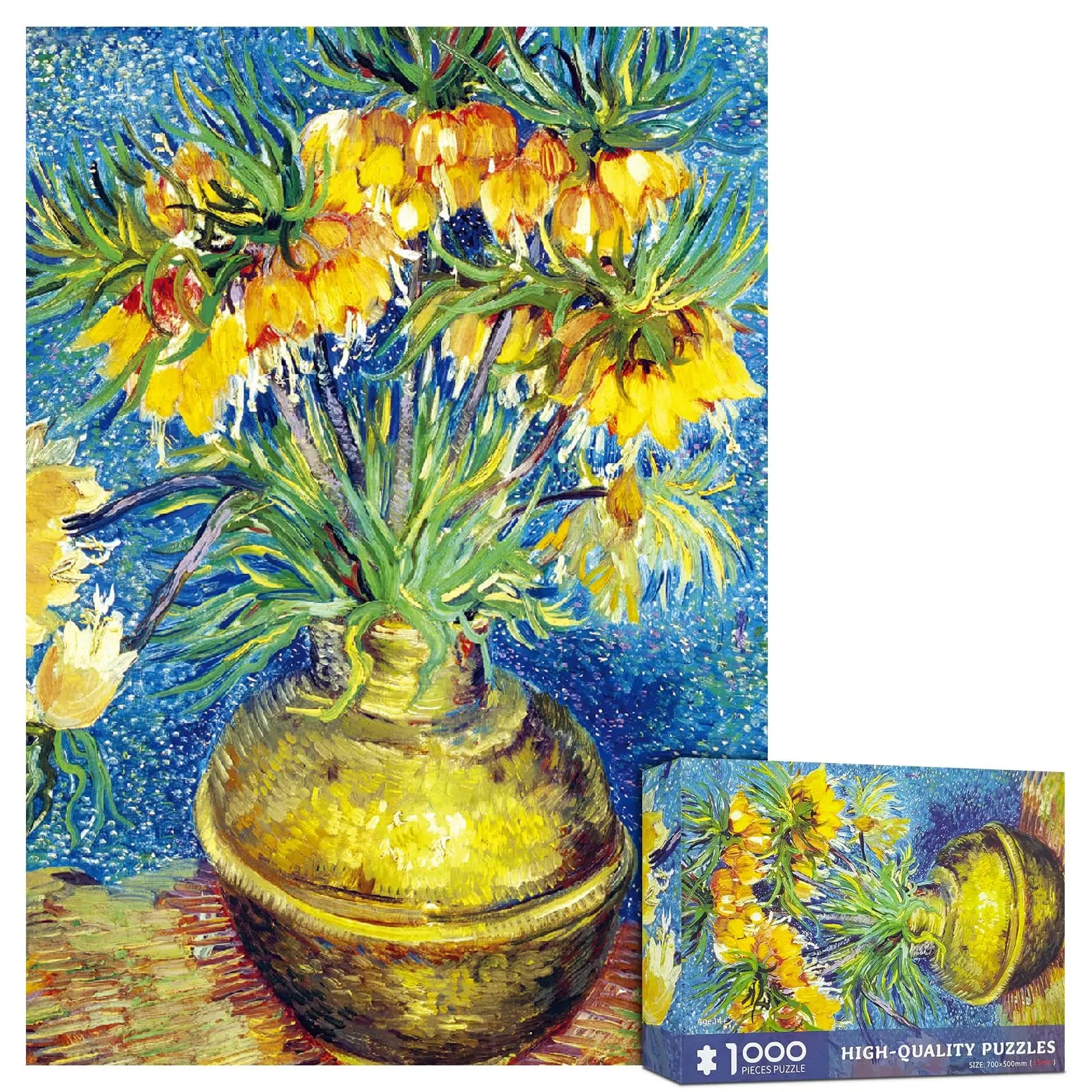 Custom Puzzle Printing 1000 Piece Puzzle for Adults Fritillaries in a Copper Vase by Van Gogh Jigsaw Puzzle Oil Painting
