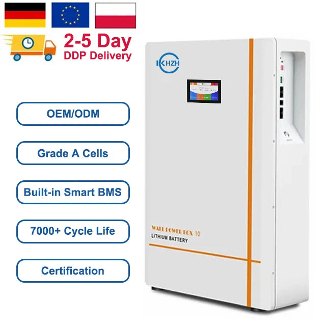 EU Stock Powerwall 15kwh Batteries 51.2v 280ah Wall Mounted Home 48v Solar Energy Storage Lifepo4 Battery