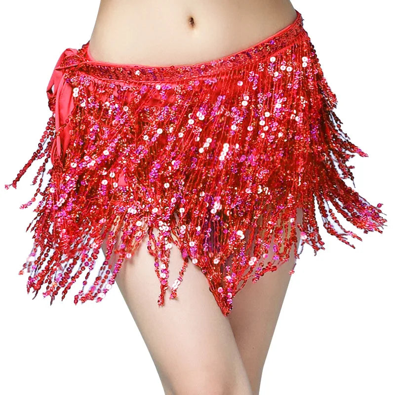 Multi-Color Multi-Layer Sequin Tassel Belly Dance Turkish Mini Hip Scarf Wonderful Training Dancewear