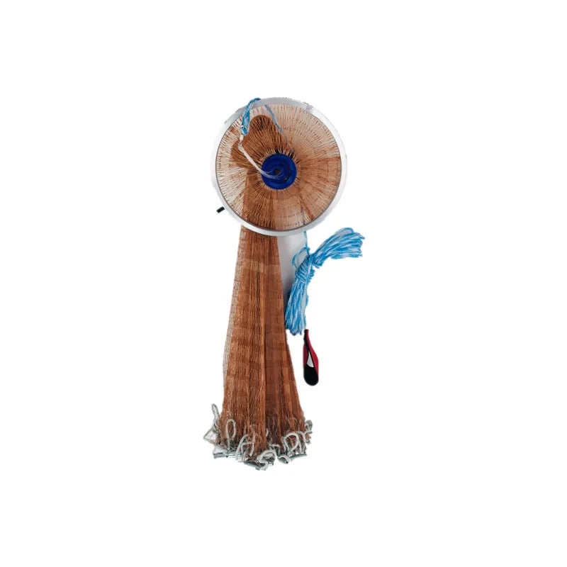 Ring Tire Line Hand Cast Net Red Portable Fishing Nets American Aluminum PP Plastic Monofilament Style Nylon Double Brown 100pcs