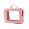 Custom Zipper Closure Clear PVC Large Fashionable Washbags Women Gift Transparent PU Leather Travel Toiletry Cosmetic Makeup Bag