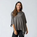 Women's Asymmetrical Merino Wool Poncho Sweater Loose Fit Embroidered Knit Cape Fur Long T-Shirt Print Pattern Casual Winter