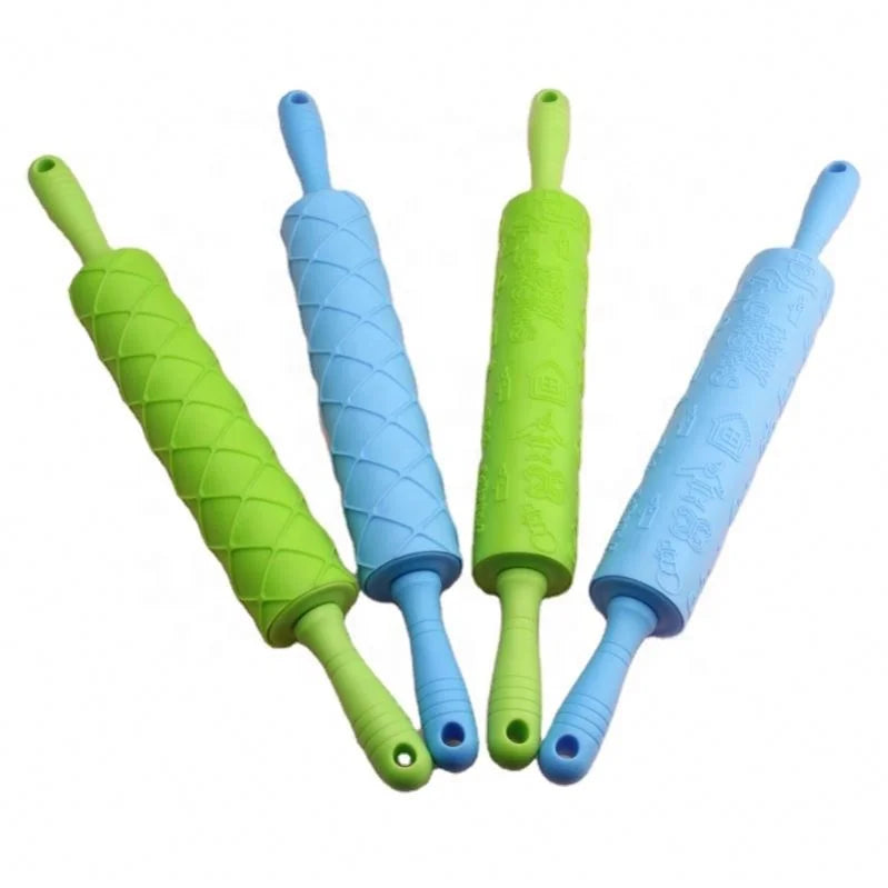 Decorating Embossed Rolling Pin Manual Dough Roller Plastic Pasta DIY Fondant Embossing Rolling Pin