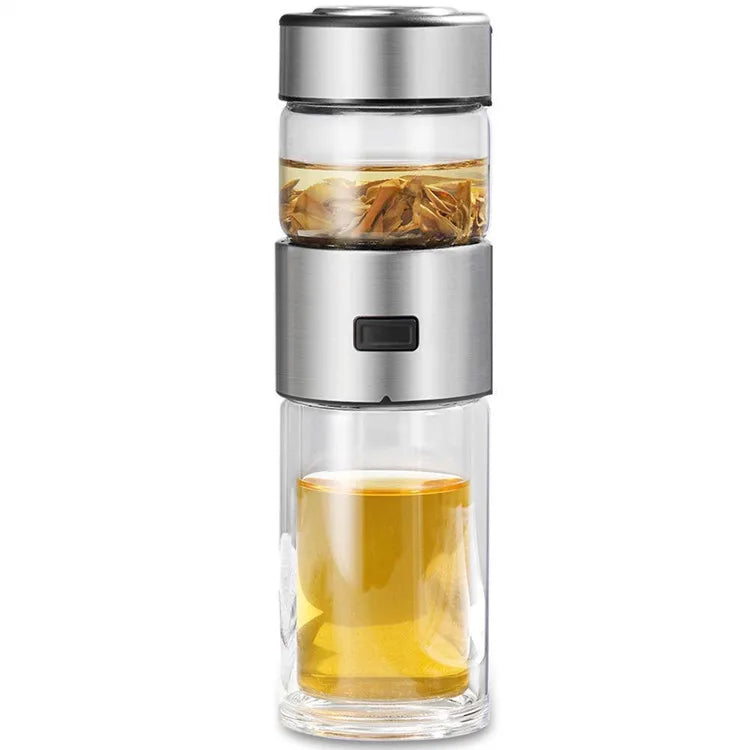 Widely Used 400ml Double Wall Glass Tea Bottle With Tea Infuser Bottle