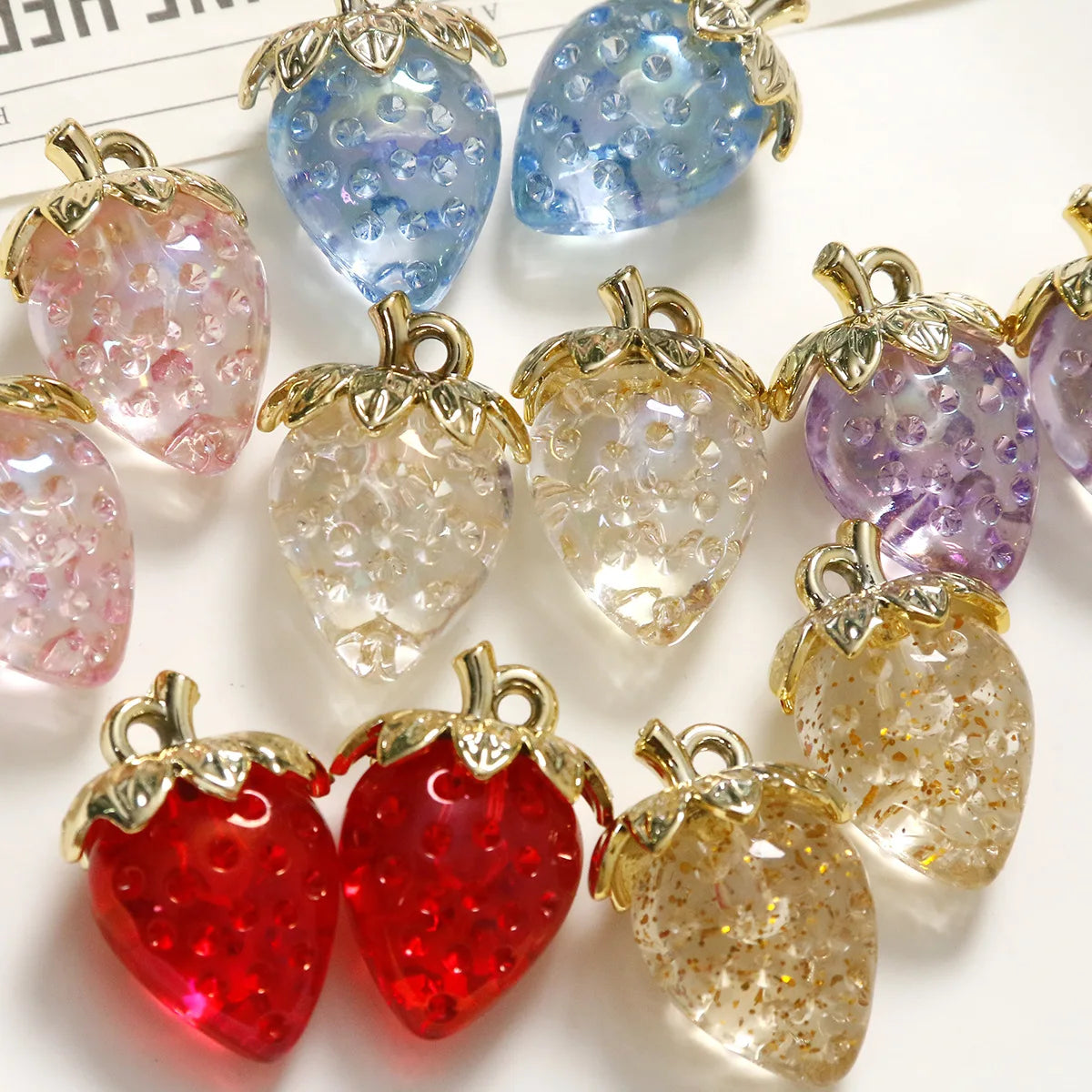 Delicate 33*23mm Colorful Fruit Acrylic Charm 3D Strawberry Pendant DIY Earrings Necklace Keychain Material Wholesale