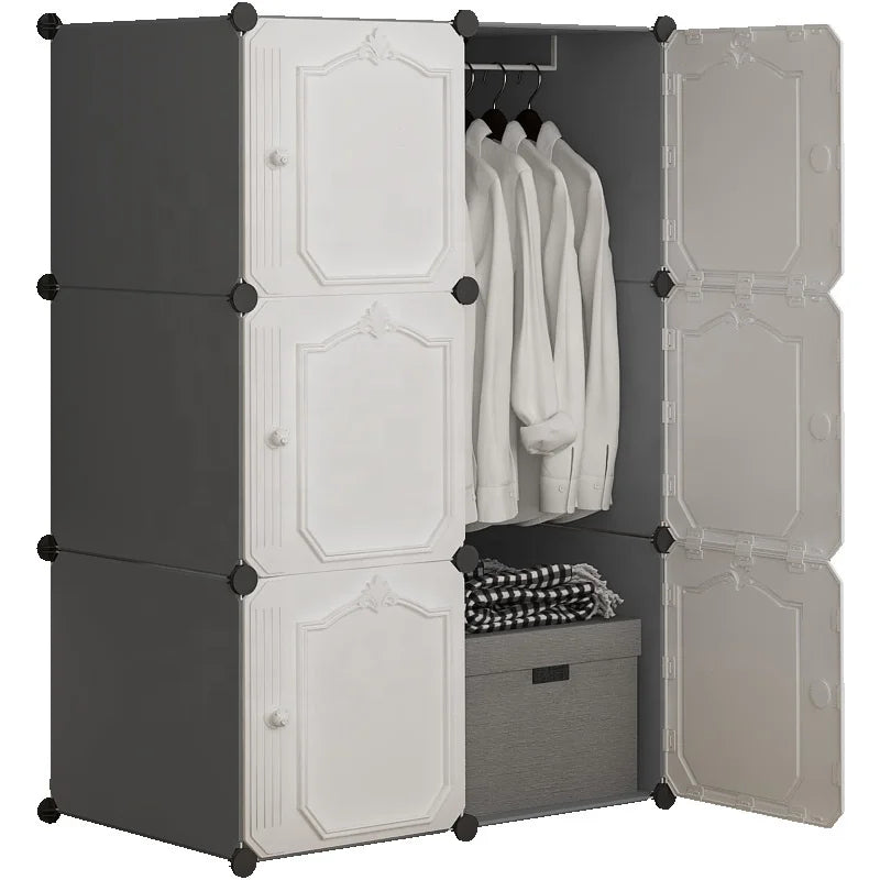 Modern Plastic Assembly Wardrobe for Household Bedroom or Gym Simple Rental Room Storage Cabinet for Living Room